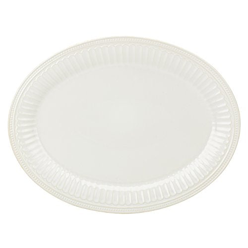Lenox French Perle Groove Oval Platter, White
