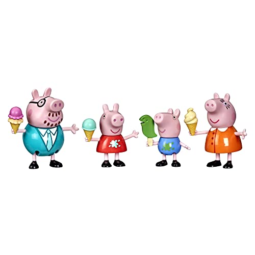 Hasbro Peppa Pig Peppa's Adventures Peppa's Family Ice Cream Fun Figure 4-Pack Toy, 4 Family Figures with Frozen Treats, Ages 3 and Up