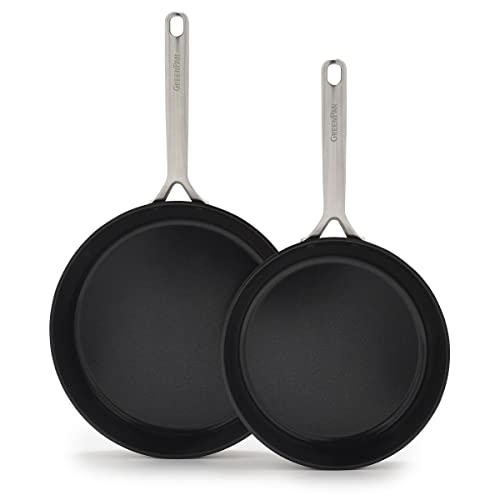 Cookware Company GreenPan GP5 Hard Anodized Advanced Healthy Ceramic Nonstick, 9.5" and 11" Frying Pan Skillet Set, PFAS-Free, Induction, Dishwasher Safe, Oven & Broiler Safe, Black