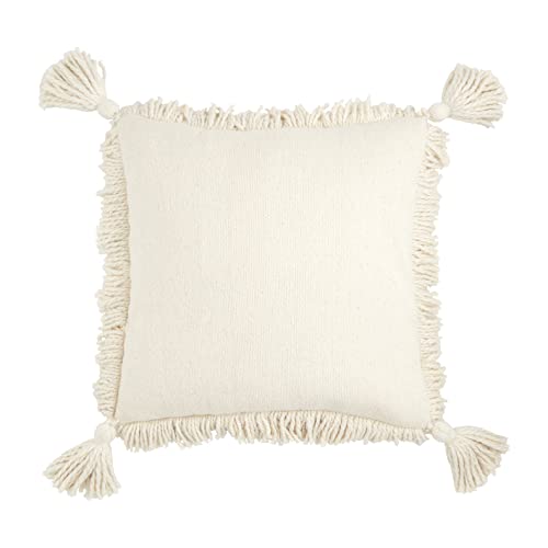 Mud Pie Fringe Tassel Pillow, 20" x 20", Square