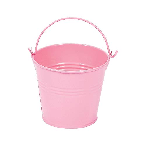 Fun Express Pastel Pink Tinplate Pails (1 dozen) Baby Shower, Favors, Party Supplies & Decor