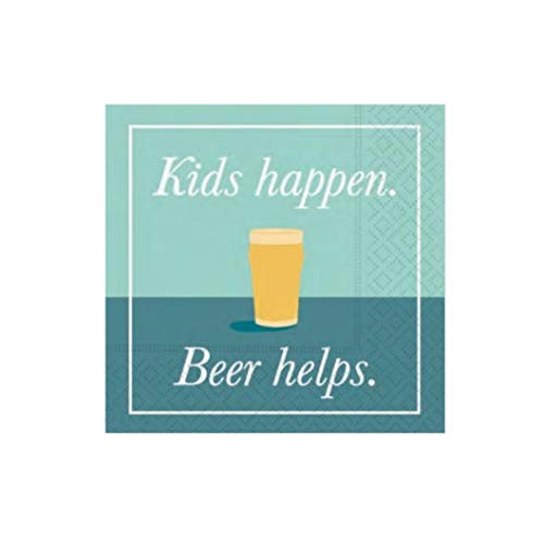 Design Design 624-09842 Kids Happen Beer Helps Beverage Napkin, Multicolor