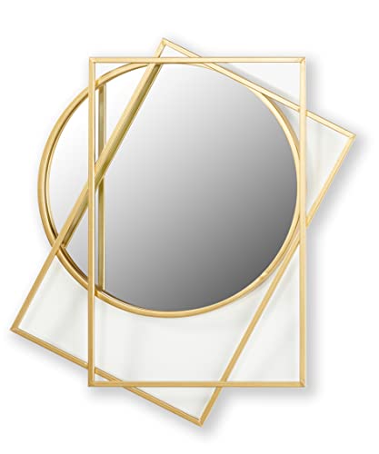 Giftcraft Abstract Design Wall Mirror, 17.32-inch Diameter, Metal, Glass and MDF, Gold