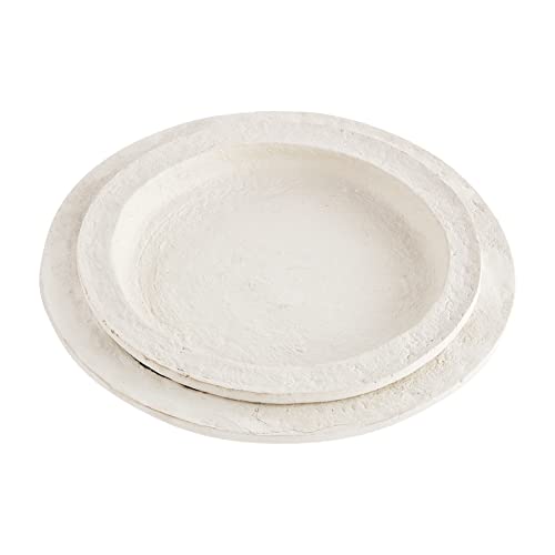 Mud Pie Round Paper Mache Set, White, Small 2" x 14" Dia, Large 2" x 16.5" Dia