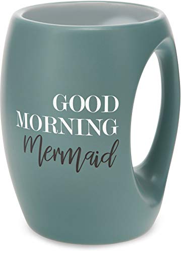 Pavilion Gift Company Green Huggable Hand Warming 16 oz Coffee Cup Mug Good Morning Mermaid