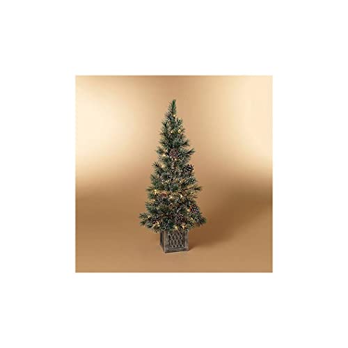 Gerson 2549080 Electric Lighted Holiday Frosted Pine Tree in Pot, 48-inch Height