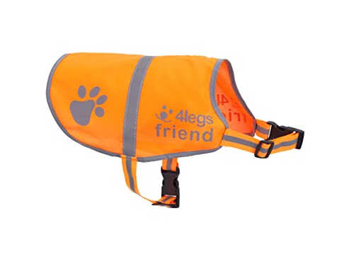 4LegsFriend Dog Safety Reflective Lightweight Vest 6 Sizes - Snap Lock Buckle Straps, High Visibility for Outdoor Activity Day and Night, Keep Your Dog Safe from Cars & Hunting Accidents (XXS, Orange)