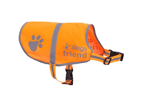4LegsFriend Dog Safety Reflective Lightweight Vest 6 Sizes - Snap Lock Buckle Straps, High Visibility for Outdoor Activity Day and Night, Keep Your Dog Safe from Cars & Hunting Accidents (XXS, Orange)