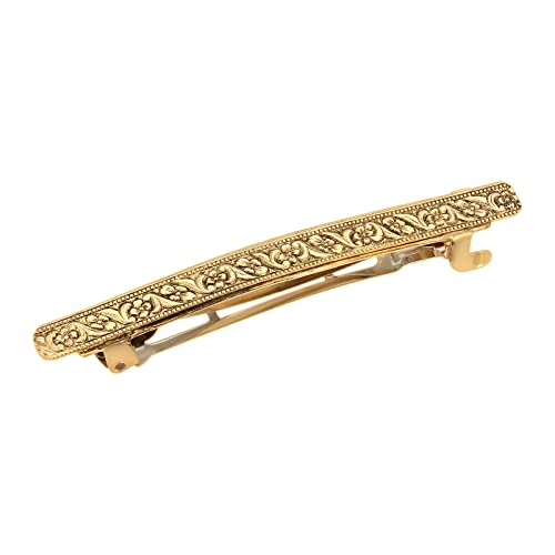 1928 Jewelry Gold-Tone Slim Rectangular Flower Hair Barrette