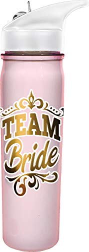 Spoontiques 18750 Team Bride Opaque Flip Top Water Bottle, 18 ounces, Pink