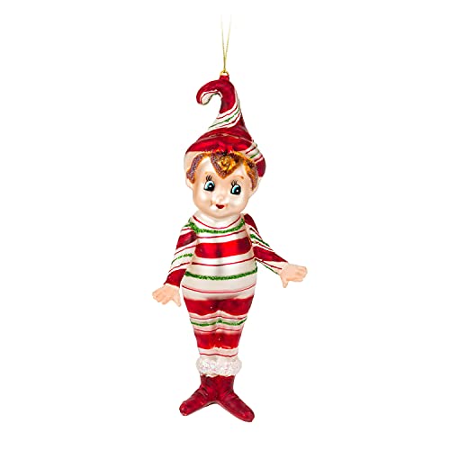 Abbott Collection  15-Season Standing Elf Ornament, Red/White