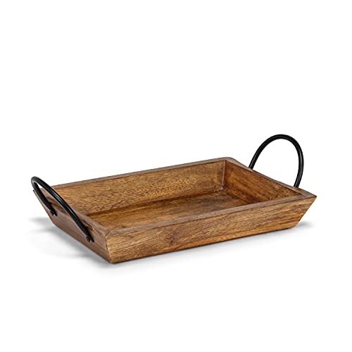 Abbott Collection  92-Service-MD Medium Rectangle Tray with Handles, Brown
