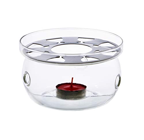 FMC Fuji Merchandise Tea Concept Glass Warmer with Stainless Steel Trivet (5"D Base)