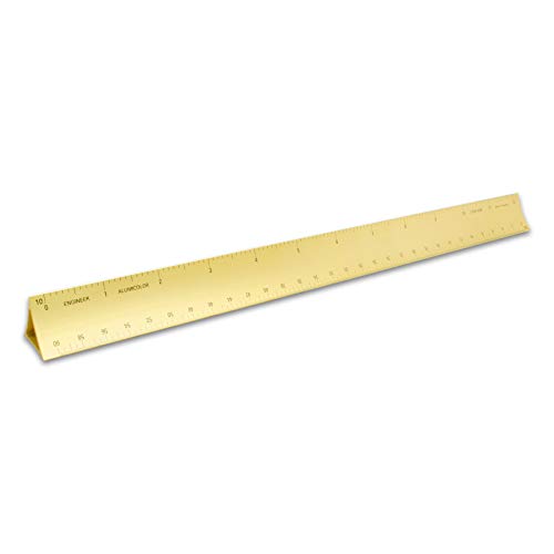 Pens Alumicolor 3230-2 12-inch Aluminum Engineer Hollow Scale for School, Office, Art and Drafting, 12IN, Gold