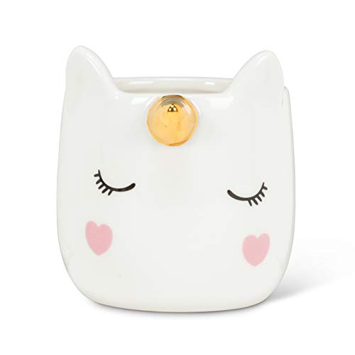 Abbott Collection  27-MINIKIN-428 Sm Sleeping Unicorn Planter-3.5" H, 3.5 inches H, White