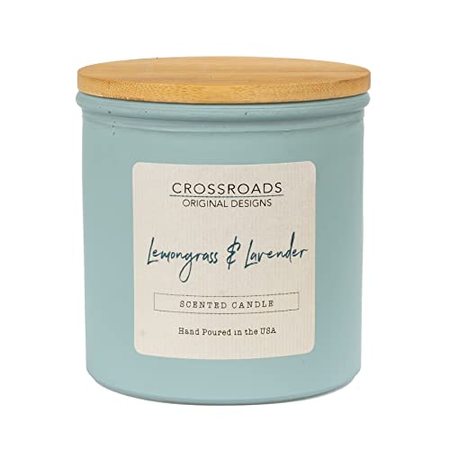 Crossroads Lemongrass & Lavender Colored Glass Candle, 14 Oz