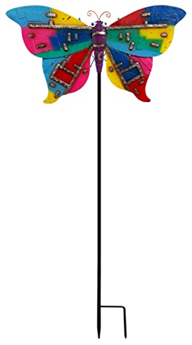 Continental Art Center CAC194061AS- Colorful Metal Butterfly Garden Stake