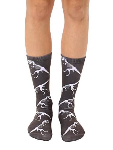 Living Royal 7077C T-rex Fossil Crew Socks, 7.5-inch Length