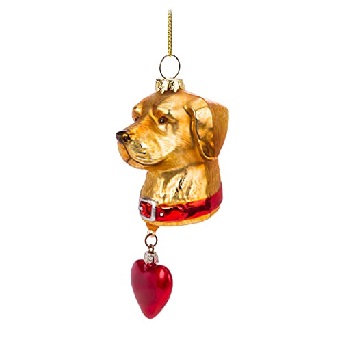 Abbott Collection  27-Heritage BRN Dog with Heart Ornament, Brown/Red