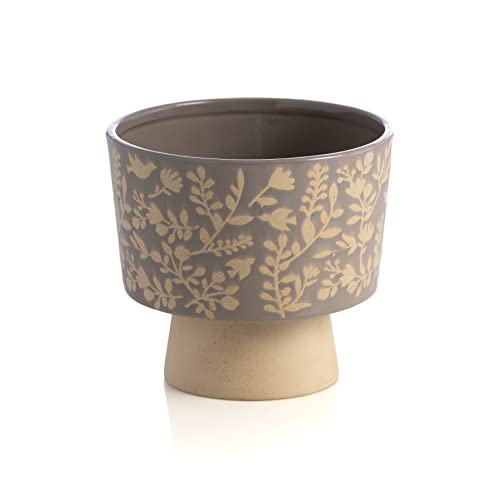 Alameda Grey Floral Planter Vase - Shiraleah, Gray