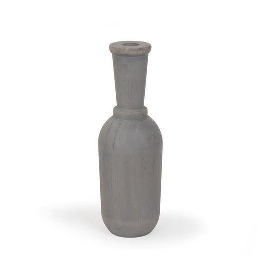 Blossom Bucket Turned Pine Wood Vase, 10-inch Height, 3.25-inch Diameter, Gray, Container, Home Decor