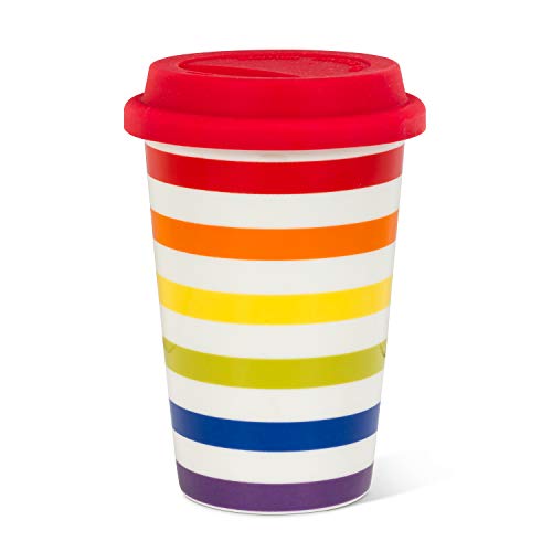 Abbott Collection  27-Rainbow-Togo Colour Stripe Takeaway Cup, Multi