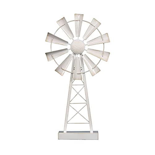 Foreside Home & Garden White Large Enamel Metal Windmill Table Decor