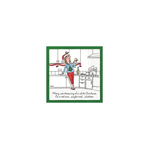 Design Design 624-09220 Christmas Cocktail Napkins, 9-inch Square (Dreaming Of White And Red)