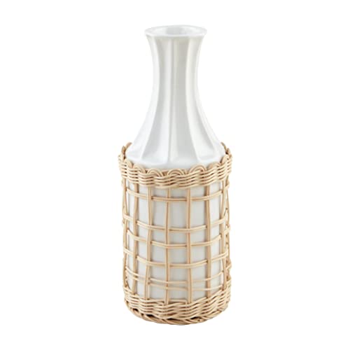 Mud Pie Woven Wrapped Vase, Tall, 11.5-inch