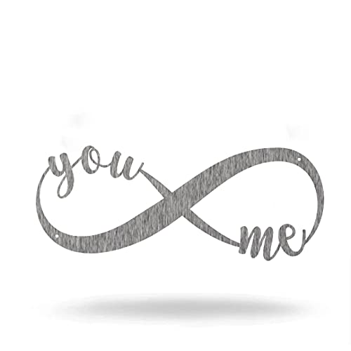 You and Me Infinity Symbol - Steel Roots Decor - Perfect Anniversary, Wedding and Couples Gift - Metal Wall Art Laser Cut 18 Inch - Wall Decor for Living Room or Bedroom - Indoor and Outdoor Use (Polished Charcoal)