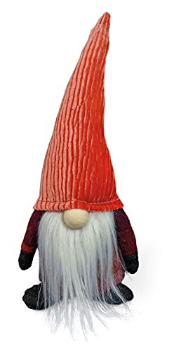 Boston International Decorative Autumn Fabric Gnome Figurine, 11.5-Inches, Orange and Brown