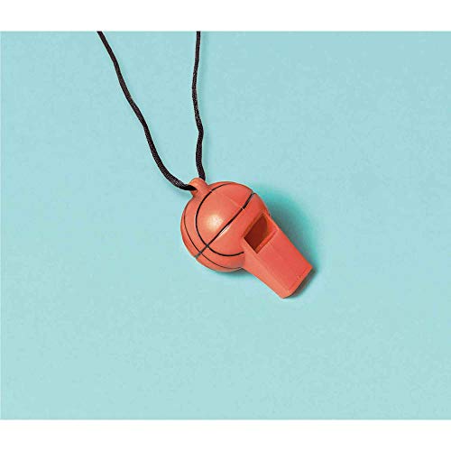 Amscan Kids Mini Basketball Whistles - 8 pcs, Orange, 2 1/4" x 1 1/4"