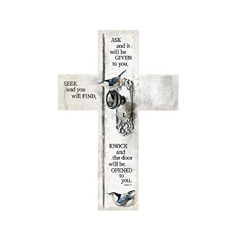 Carson 14394 Ask, Seek, Knock Wall Cross, 14-inch Length, Wood