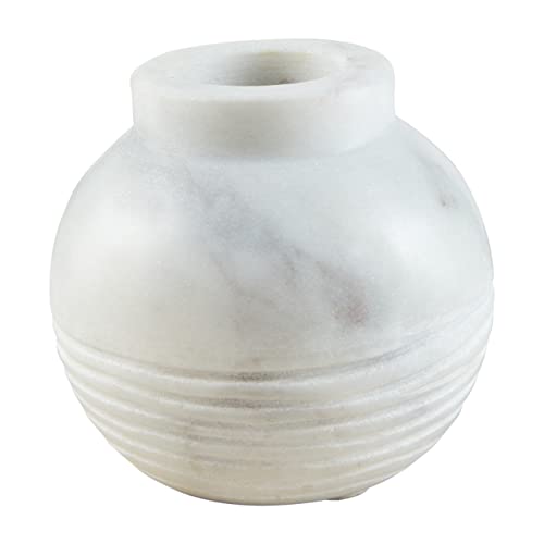 Mud Pie Vertical Stripe Marble Bud Vase, 3.25 inch Diameter, Marble