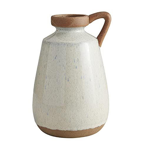 Creative Brands 47th & Main Ceramic Decorative Kettle Vase, 7.5" Tall, Cream / Earth Tone