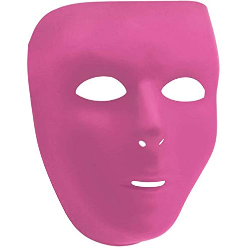 Amscan Solid Color Plastic Full Face Mask, 6 1/4" x 7 3/4", Pink