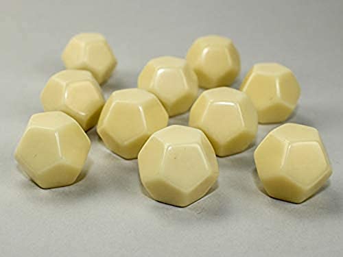 Chessex Customizable Ivory Blank Opaque Polyhedral Dice D12 (12 Sided) 16mm (5/8in) Pack of 10