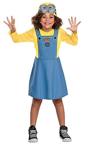 Disguise Bob Minion Girl Costume for Kids, Official Minion Outfit with Goggles and Hat, Classic Size Small (4-6x)