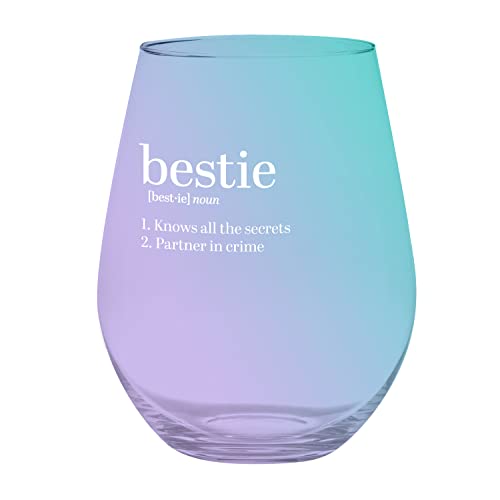 Creative Brands Slant Collections Jumbo Stemless Wine Glass, 30-Ounce, Bestie