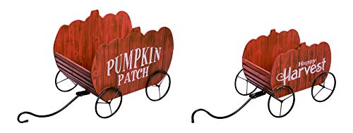 Transpac J8766 Pumpkin Trolley, Set of 2, Wood and Metal
