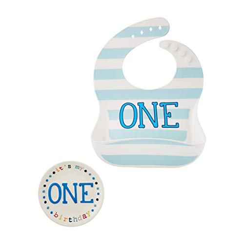 Mud Pie ONE BIB and Plate Set,Small, Boy