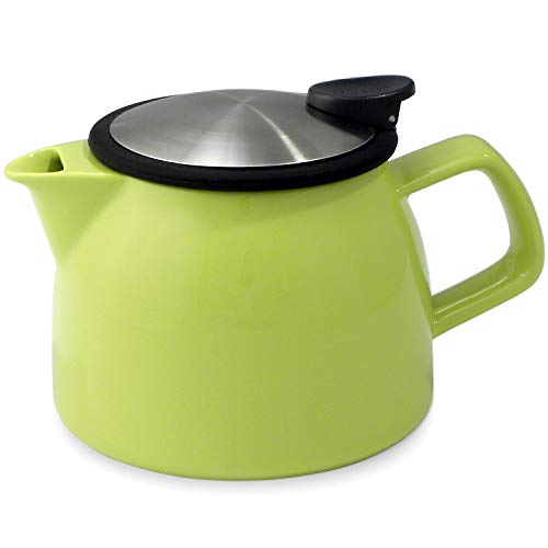 FORLIFE Bell Ceramic Teapot with Basket Infuser, 16-Ounce/470ml, Lime
