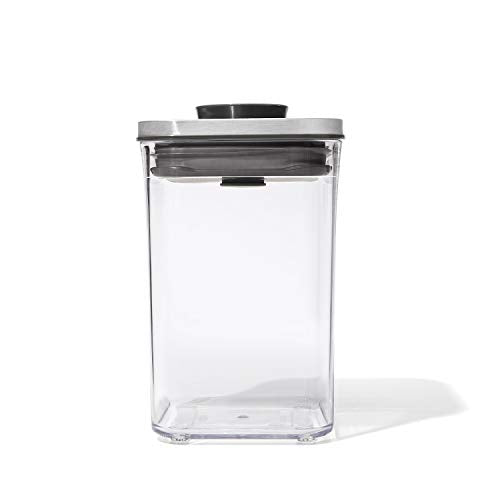 OXO Steel POP Container Small Square Short (1.1 Qt/1 L) - Airtight Food Storage - Ideal for Brown Sugar, Tea