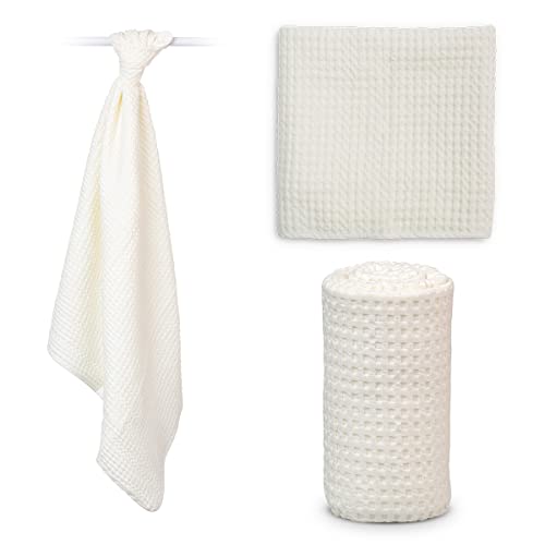Mary Meyer Lulujo Soft Cotton Baby Blanket, Waffle Weave (Vanilla)