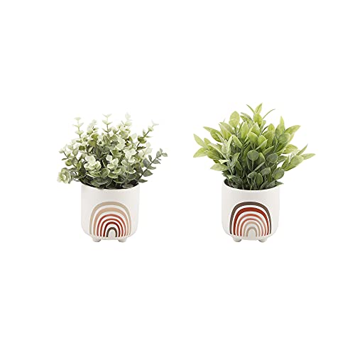 Flora Bunda Euc & Tealeaf in Mini 3.5 Rainbow Ceramic Footed,Set of 2