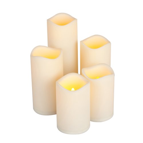 Gerson Everlasting Glow LED Resin Candle, Set of 5, 2-3x4", 2-3x6" 1-3x8"