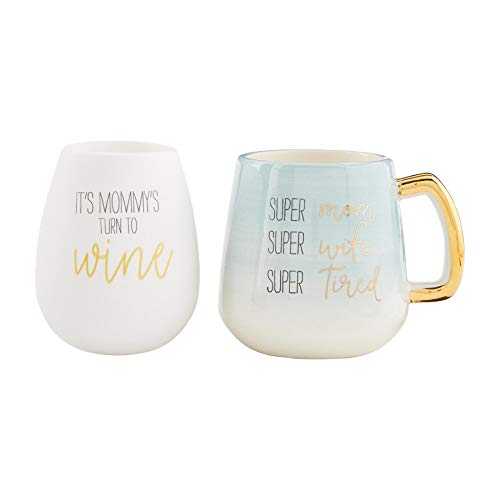 Mud PieMOM SILICONE WINE MUG SET , 10 x 2 x 2.7 inches , Blue