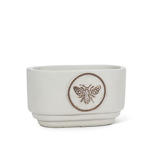 Abbott Collection  27-HIVE-666-SM Small Bee Crest Oval Planter, Grey