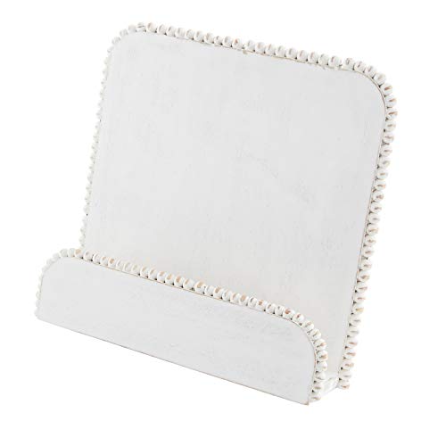 Mud Pie  Beaded Cookbook Holder, White, 11-inch
