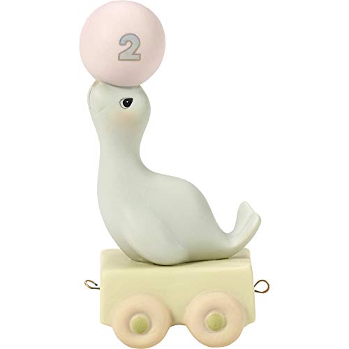 Precious Moments,  God Bless You On Your Birthday, Birthday Train Age 2, Bisque Porcelain Figurine, 142022